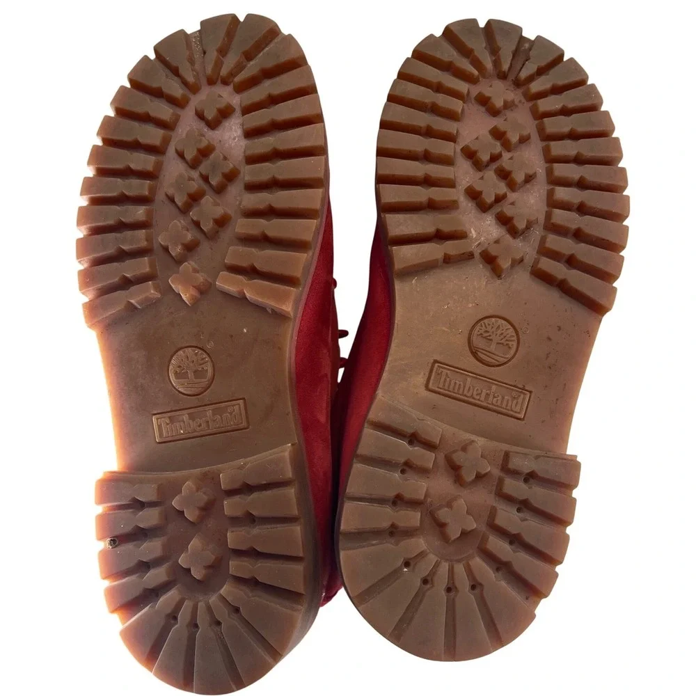 Timberland Boys 6 Inch Premium Waterproof Red‎ Nubuck Boots A1KRD Size 5